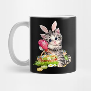 Cute Cat Pet Hunting Egg Tree Bunny Easter Day Mug